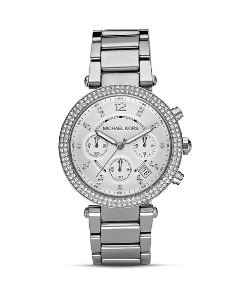 michael kors parker silver and crystal watch 39mm